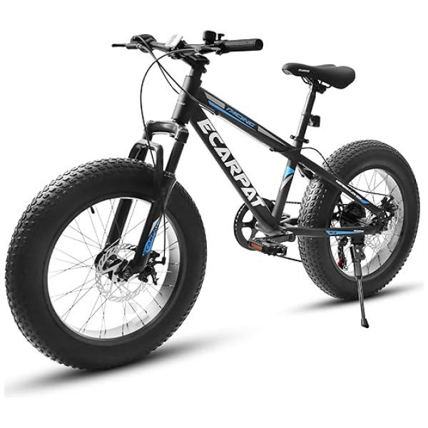20 Inch Fat Tire Bike Adult/Youth Full Shimano 7 Speed Mountain Bike, Dual Disc Brake, High-Carbon Steel Frame, Front Suspension, Mountain Trail Bike