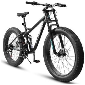 24 26 Inch Full Suspension Mountain Bike, 21 Speeds Dual Disc Brake, Men Women Aluminum/Carbon Steel Mountain Bike, Adult Trail Beach Snow Commuter...