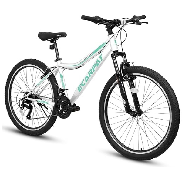 24 26 Inch Mountain Bike, Disc/V Brakes 21 Speeds Women Mens Bike, Aluminum/Steel Frame and Suspension Fork, Adult and Teens Sport Bicycle for...