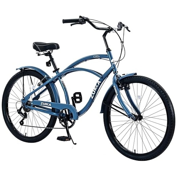 26” Beach Cruiser Bike for Man, Beach Bike with 7 Speeds Drivetrain, Adult Bicycles for Men, Good Stability, Smooth Riding Cruiser Bicycle for...