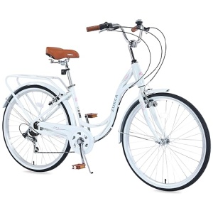 26 Inch Beach Cruiser Bike for Women, 7 Speed Commute Bike with Lightweight High Carbon Steel Frame, Alloy Wheels, Platform Pedals & Oversized...