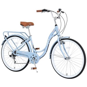 26-Inch Beach Cruiser Bike, Lightweight Hybrid with Adjustable Seat, 7-Speed Commuter, Anti-Skid Tires, V-Brakes - Stylish Multi