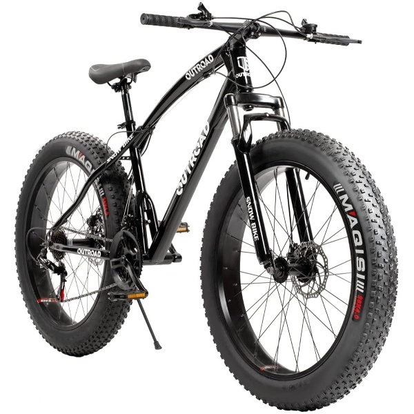 26 Inch Fat Tire Mountain Bike with Dual Disc Brakes, 4 Inch Non-Slip Wide Tires with 21 Speed, High-Carbon Frame, Mountain Bicycle for Men and...