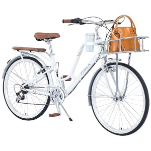 26 Inch Womens Beach Cruiser Bike 7 Speed，Hybrid Bike Women，Womens Commuter Bicycle，High-Carbon Steel Frame，Anti-Skid Tires，Multiple Colors