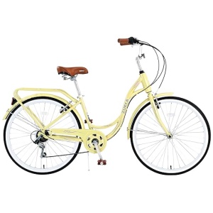 26 Inch Womens Beach Cruiser Bike 7 Speed，Hybrid Bike Women，Womens Commuter Bicycle，High-Carbon Steel Frame，Anti-Skid Tires，Multiple Colors