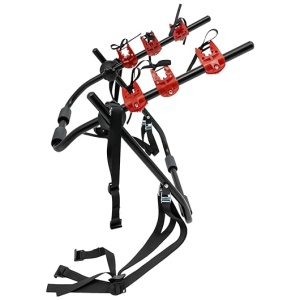 3-Bike Trunk Rack with Fix Strap, Car Bicycle Rack for Most Cars SUV Sedan Hatchback Minivan 44.1lbs Load (Black+Red) Sports & Outdoors›Outdoor...