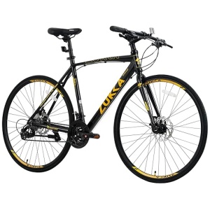 700C Road Bike, 3 x 8/24 Speeds, Flat Bar, Aluminium Alloy Frame,Disc Brake,Racing Bicycle,Commuter Bike for Adult, Men,Women Junior Senior,Multicolor