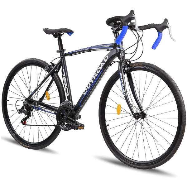 700C Wheel Road Bike, Aluminum Frame Bicycle with 14/21 Speed Shifter, Dual Disc Brakes Racing Bike for Men and Women(Blue)