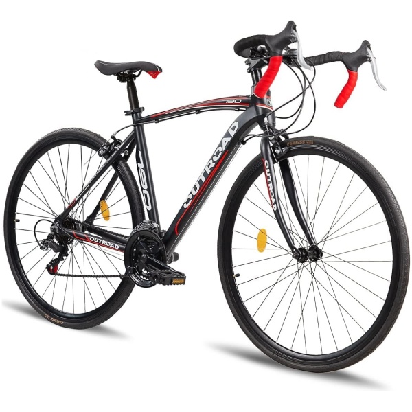 700C Wheel Road Commuter Bike, 14/21 Speed Shifter, Dual Disc Brakes Racing Bicycle with Aluminum Alloy Frame for Men and Women(Red)