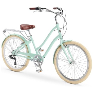 A/O Frida Women's Bicycle 7-Speed Step-Through Touring Hybrid Bike, Mint Green