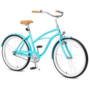 ACEGER 24 26 Inch Women Beach Cruiser Bike, Single Speed and 7 Speed, Adult Hybrid Bike Commuter Bicycle, Hi-Ten Steel Frame with Adjustable...
