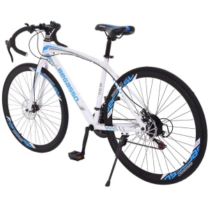 Adult Road Bike Steel Frame 17in High, Adults 21 Speed Full Suspension Bicycle with High-Carbon Steel, Dual Disc Brake Non-Slip Quick Release tire...