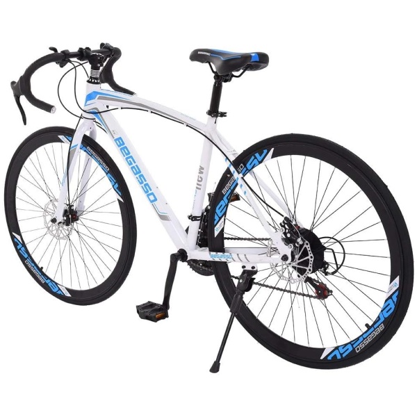 Adult Road Bike Steel Frame 17in High, Adults 21 Speed Full Suspension Bicycle with High-Carbon Steel, Dual Disc Brake Non-Slip Quick Release tire...