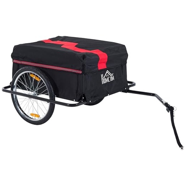 Aosom Bicycle Cargo Trailer, Two-Wheel Bike Luggage Wagon Trailer with Removable Cover
