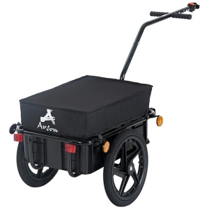 Aosom Bicycle Cargo Trailer with Removable Box and Waterproof Cover, Bike Wagon Trailer with Two 16in Wheels