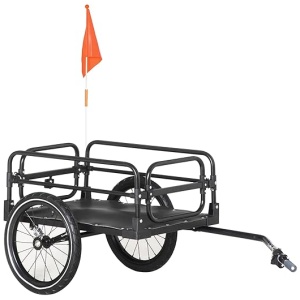 Aosom Bike Cargo Trailer Bike Wagon Bicycle Trailer with Suspension, Triple Safety Features, 16'' Wheels, 88 lbs Max Load