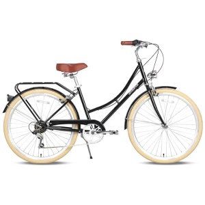AVASTA 26 inch Hybrid Bike for Women Female Lightweight Step Through Hi-Ten Steel Frame City Commuter Comfort Lady Bicycle, 6-Speed, Color Black...