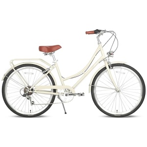 AVASTA 26 inch Hybrid Bike for Women Female Lightweight Step Through Hi-Ten Steel Frame City Commuter Comfort Lady Bicycle, 6-Speed, Color Beige...