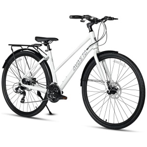 AVASTA Neptune Road Hybrid Bike 700C Lightweight Aluminum Alloy Frame with 24 Speed City Commute Bicycle with Rear Cargo Rack for Women, Dual Disc...