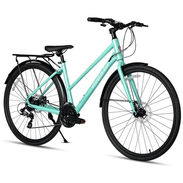 AVASTA Neptune Road Hybrid Bike 700C Lightweight Aluminum Alloy Frame with 24 Speed City Commute Bicycle with Rear Cargo Rack for Women, Dual Disc...