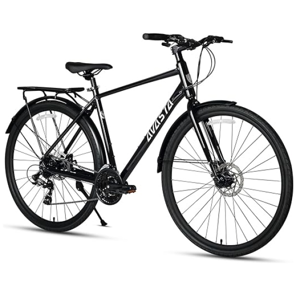AVASTA Uranus Road Hybrid Bike 700C Lightweight Aluminum Alloy Frame with 24 Speed City Commute Bicycle with Rear Cargo Rack for Men Women, Dual...