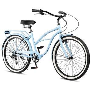 AVASTA Venus 26-inch Cruiser Bike with 7-Speed，Dual V-Brakes, Comfortable Saddle,Mutiple Colors