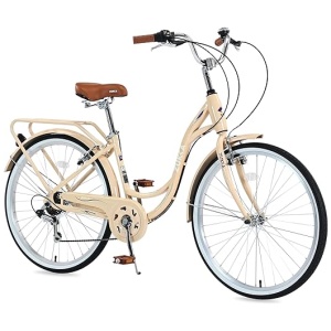 Beach Cruiser Bike Bicycles for Women, Ladies Bike for School Picnic Outdoor Cycling, High-Carbon Steel Frame/Adjustable Seat