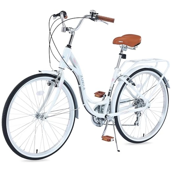 Beach Cruiser Bike for Women,Stylish 26-Inch Womens Bicycle - Carbon Steel Frame,Adjustable Seat,7-Speed Gears,Suitable for Commuting, Fitness,...