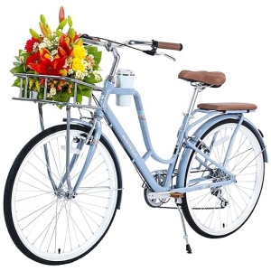 Beach Cruiser Bike,Stylish 26-Inch Women's Bike,Classic Paint,Streamlined Design,Ladies' Bike with Front Basket & 7-Speed,Lightweight for...
