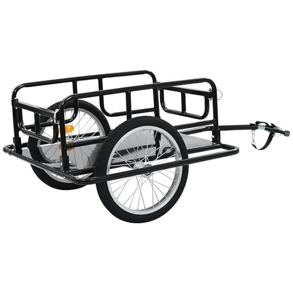 Bike Cargo Trailer, Bicycle Trailer, Heavy-Duty Bike Wagon Cart, Foldable Compact Storage with Hitch, Tow Behind Utility Cargo Trailer for Stuff,...