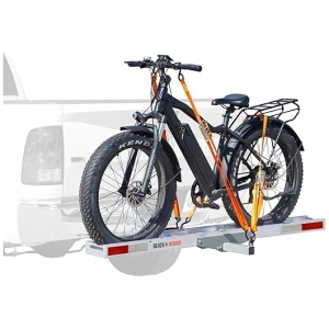 Black Widow Aluminum e-Bike or Fat Tire Bike Carrier with Roll-On Roll-Off Ramp, 400 lb. Capacity, 2" Steel Hitch Tube, 5.5" Track, Includes...
