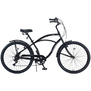 Cruiser Bike, 26 Inch Beach Bike with Front Rear Wheel V Brake, 7 Speed Drivetrain Bicycle with Front and Rear Fenders, for Men and Women Comfort...