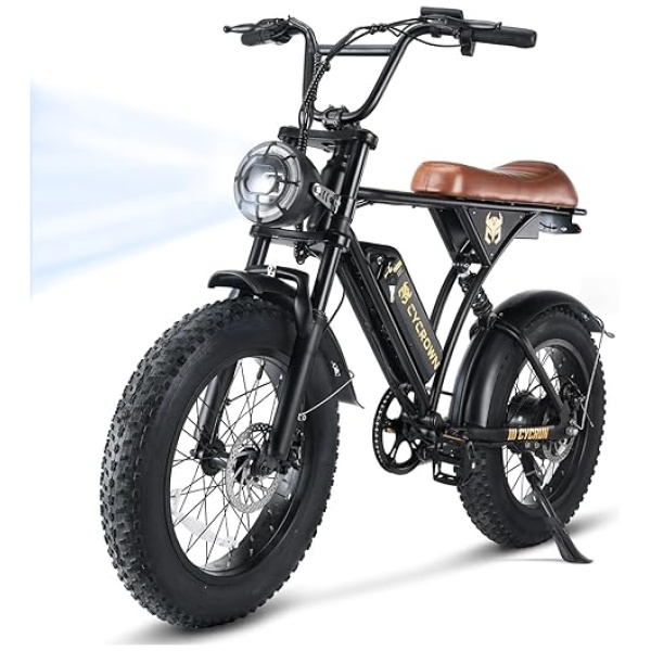 CycRun Electric Bike for Adults 750W Motor with 374.4WH Battery, 20MPH 55Miles Moped Style Ebike for Adults, 20" Fat Tire Commuting Off Road...