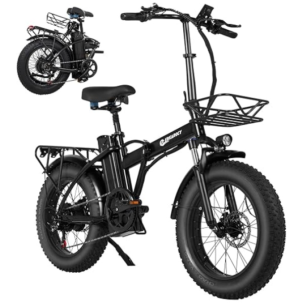 EBKAROCY Electric Bike for Adults 20" Fat Tire, 750W Motor 48V 15AH Battery, 30MPH Speed for Folding Electric Bike, Ebike with Shimano 7 Speed,...