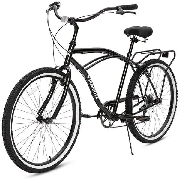 ECARPATEYE S26205 Adult Beach Cruiser Bike,7 Speed Bicycles, Multiple Colors,26" Inch Wheels, for Men and Women