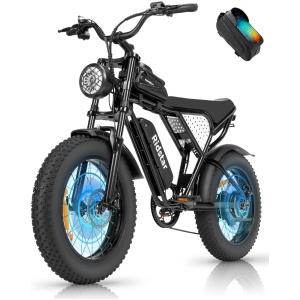 Electric Bike for Adult, 1000/1500W Motor 20 inch Fat Tire Ebike,Up to 30/33MPH & 50-70Miles,15/20AH Removable Battery, 7 Speed Gear Hydraulic...
