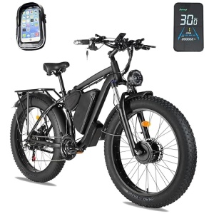 Electric Bike for Adult, Dual Motor 2000W 22.4Ah 35MPH AWD Ebike 21 Speed 26" Fat Tire MTB Hydraulic Disc Brake Front Suspension