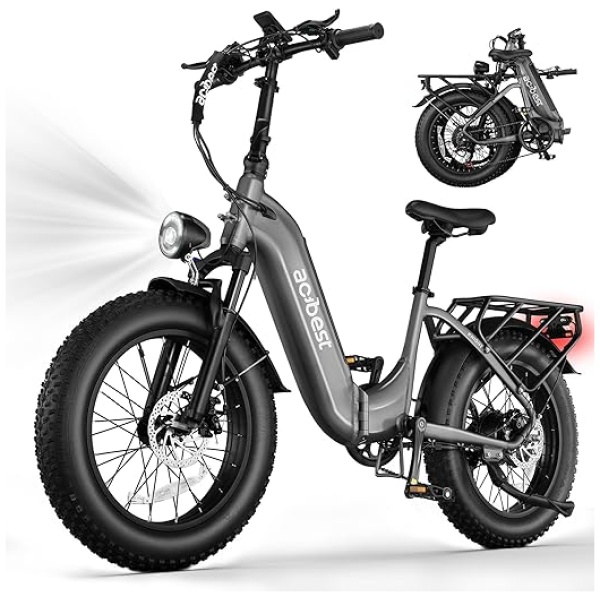 Electric Bike for Adults, 20" X4 Fat Tire Ebikes with Peak 1000W Brushless Motor, 48V 15AH Removable Battery, Step-Thru E Bicycle Bike up to 28MPH,...