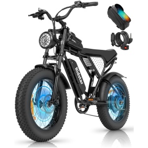 Electric Bike for Adults, 𝟭𝟬𝟬𝟬/𝟭𝟮𝟬𝟬/𝟭𝟱𝟬𝟬/𝟮𝟬𝟬𝟬𝗪,25/30/35MPH Dirt Bike, 48V 15/20AH,52V 40AH Removable Battery, Max 50-180Miles Motorcycle, 20" Fat...