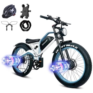 Electric Bike for Adults,𝟐𝟎𝟎𝟎𝗪/𝟏𝟎𝟎𝟎𝐖,52V 23Ah Removable Battery,37/32MPH,Range 75/60 Miles 26 Inch Fat Tire Electric Bike Off-Road Electric...
