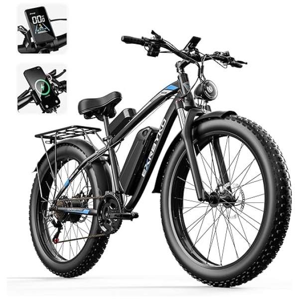 Electric Bike for Adults, 750W/1000W Peak 1500W 34MPH Fat Tire E Bikes for Men 48V 17.5AH 840WH Battery, 70 Miles Ebike 21-Speed Gears, Beach...