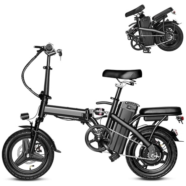 Electric Bike for Adults,Folding Ebike,Electric Bicycle with 48V12Ah Removable Battery, 20MPH Commuting Electric Bike, High Brushless Gear Motor