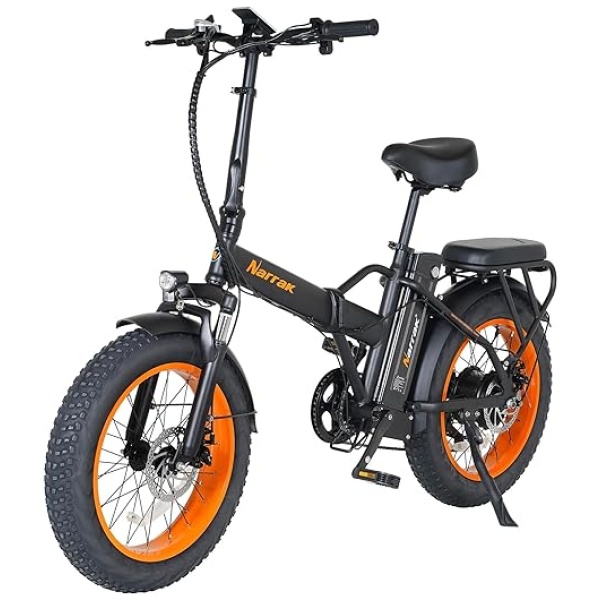 Fat Tire Folding Electric Bike, 48V & 624Wh Lithium Removable Battery, Peak 1100W Brushless Motor, Max Speed 28Mph, M5 Large LCD Display,...