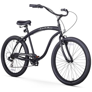 Firmstrong Bruiser Man Seven Speed Beach Cruiser Bicycle, 26-Inch, Matte Black,15144