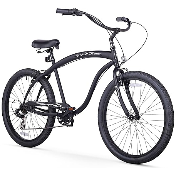 Firmstrong Bruiser Man Seven Speed Beach Cruiser Bicycle, 26-Inch, Matte Black,15144