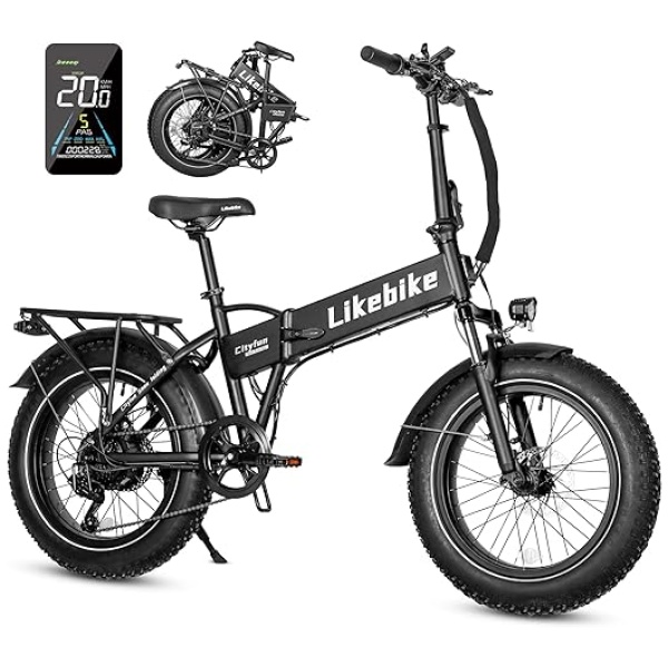 Folding Electric Bike for Adults with 500W Motor (Peak 720W),20" 4.0 Fat Tire Ebike,48V 10.4Ah Removable Battery UL 2849 Certified,Electric...