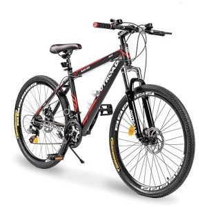 Hardtail Mountian Bikes with 21 Speeds Drivetrain, 26 Inch Wheel Mountian Bicycles with Front Suspension, Widened Frame Commuting Bikes with V/Dual...