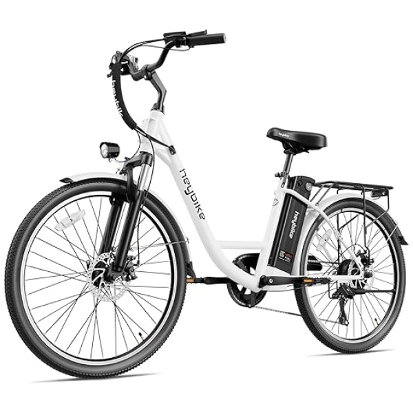 Heybike Cityscape Electric Bike 350W(Peak 500W) Electric City Cruiser Bicycle Up to 40 Miles Removable Battery, 7-Speed and Dual Shock Absorber,...