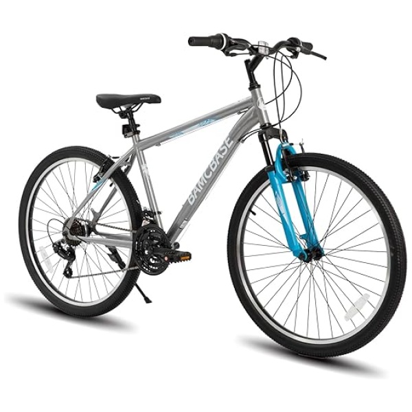Hiland 26 27.5 Inch Mountain Bike, Mens Womens MTB with 21 Speeds, High-Tensile Steel Frame, V Brake, Hardtail Bicycle for Adults