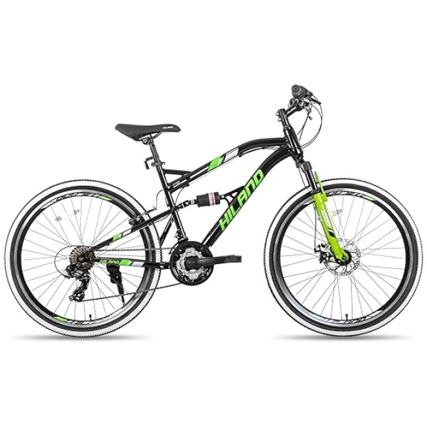 Hiland 26 Inch Mountain Bike Full-Suspension 21 Speeds Drivetrain MTB Bicycle